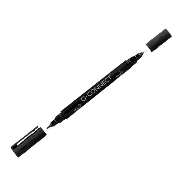 Rotulador q-connect marcador permanente doble punta color negro 4 mm y 1 mm