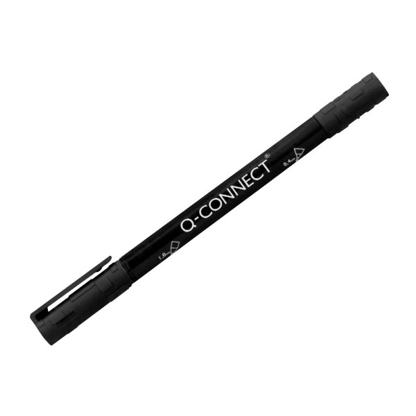 Rotulador q-connect marcador permanente doble punta color negro 4 mm y 1 mm