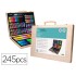 Estuche de pintura liderpapel madera 245 piezas maletin 49x36,6x4,5 cm