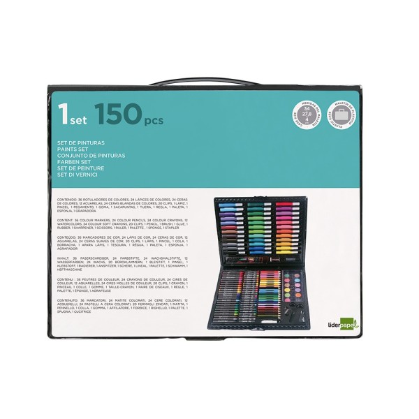 Estuche de pintura liderpapel plastico 150 piezas 36x31x4 cm