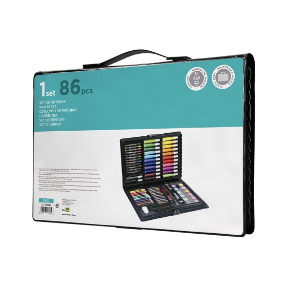Estuche de pintura liderpapel plastico 86 piezas 34x23x3,2 cm