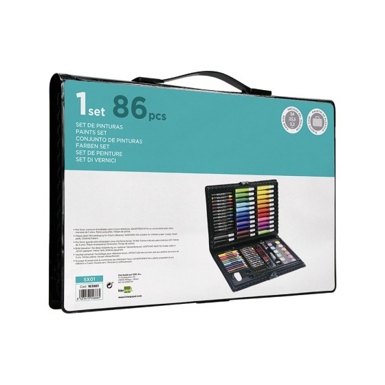 Estuche de pintura liderpapel plastico 86 piezas 34x23x3,2 cm