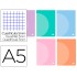 Libreta liderpapel 360 tapa de plastico a5 48 hojas 90g/m2 cuadro 5 mm con doble margen colores pastel
