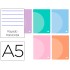 Libreta liderpapel 360 tapa de plastico a5 48 hojas 90g/m2 horizontal con doble margen colores pastel