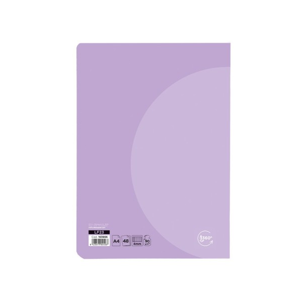 Libreta liderpapel 360 tapa de plastico a5 48 hojas 90g/m2 cuadro 4 mm con margen colores pastel surtidos