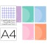 Libreta liderpapel 360 tapa de plastico a4 48 hojas 90g/m2 cuadro 5 mm con doble margen colores pastel