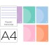 Libreta liderpapel 360 tapa de plastico a4 48 hojas 90g/m2 horizontal con doble margen colores pastel