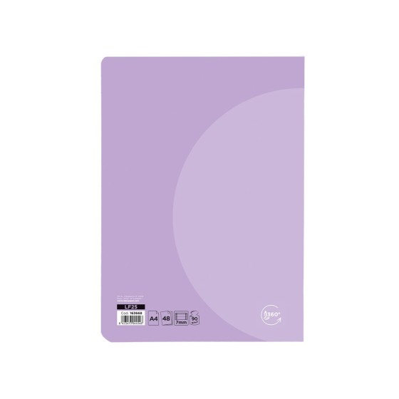 Libreta liderpapel 360 tapa de plastico a4 48 hojas 90g/m2 horizontal con doble margen colores pastel