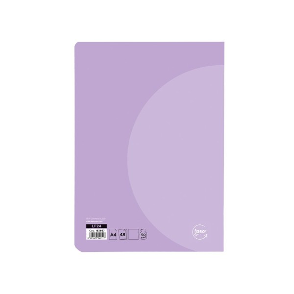Libreta liderpapel 360 tapa de plastico a4 48 hojas 90g/m2 liso sin margen colores pastel surtidos