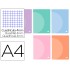 Libreta liderpapel 360 tapa de plastico a4 48 hojas 90g/m2 cuadro 4 mm con margen colores pastel surtidos