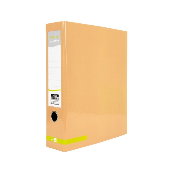 Archivador de palanca liderpapel a4 color system forrado sin rado lomo 80 mm melocoton compresor metalico