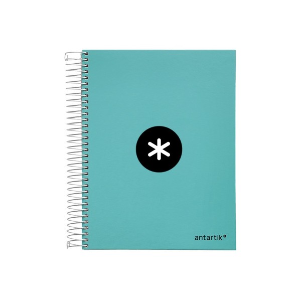 Cuaderno espiral liderpapel a5 micro antartik tapa forrada120h 100 gr liso 5 bandas 6 taladros color menta
