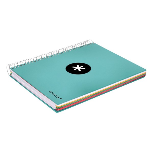 Cuaderno espiral liderpapel a5 micro antartik tapa forrada120h 100 gr liso 5 bandas 6 taladros color menta
