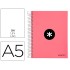 Cuaderno espiral liderpapel a5 micro antartik tapa forrada120h 100 gr liso 5 bandas 6 taladros color coral
