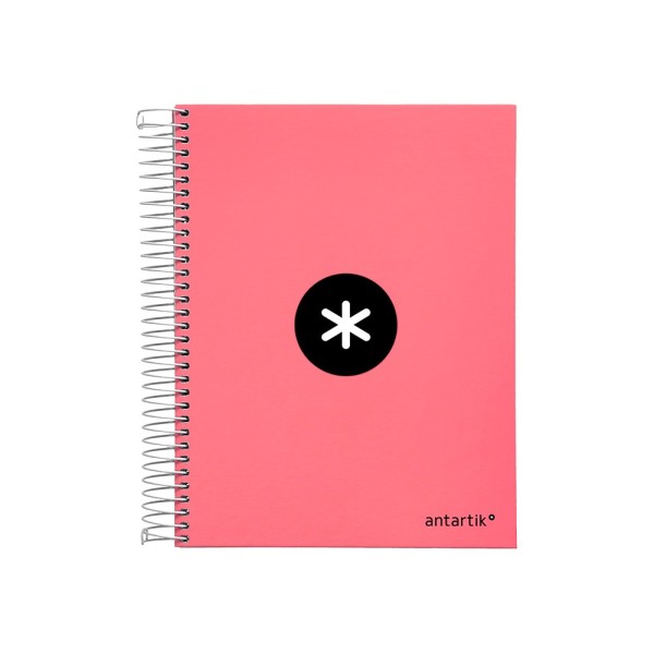 Cuaderno espiral liderpapel a5 micro antartik tapa forrada120h 100 gr liso 5 bandas 6 taladros color coral