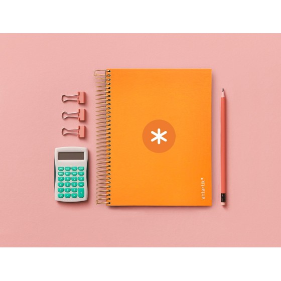 Cuaderno espiral liderpapel a5 micro antartik tapa forrada120h 100 gr cuadro 5mm 5 banda6 taladros color mostaza