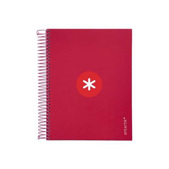 Cuaderno espiral liderpapel a5 micro antartik tapa forrada120h 100 gr cuadro 5mm 5 banda6 taladros color frambuesa