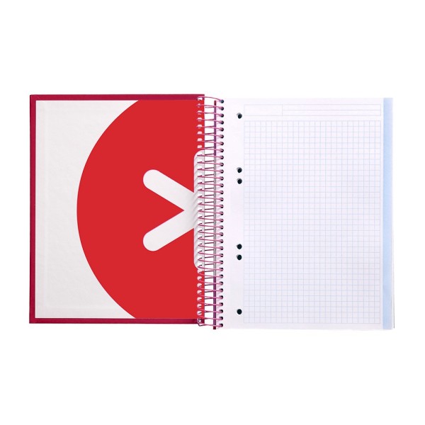 Cuaderno espiral liderpapel a5 micro antartik tapa forrada120h 100 gr cuadro 5mm 5 banda6 taladros color frambuesa
