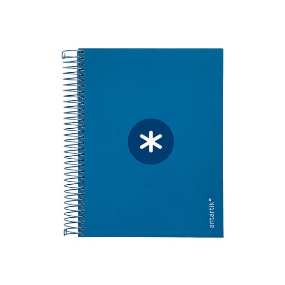 Cuaderno espiral liderpapel a5 micro antartik tapa forrada120h 100 gr cuadro 5mm 5 banda6 taladros color azul oscuro