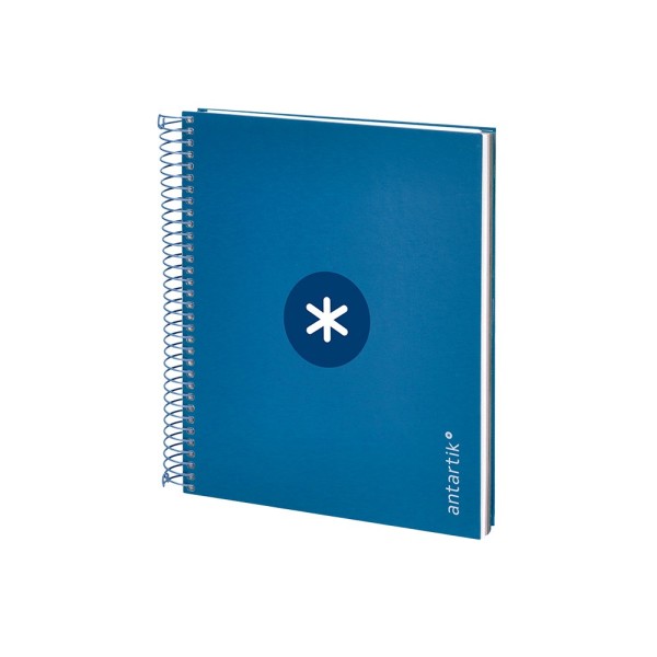 Cuaderno espiral liderpapel a5 micro antartik tapa forrada120h 100 gr cuadro 5mm 5 banda6 taladros color azul oscuro