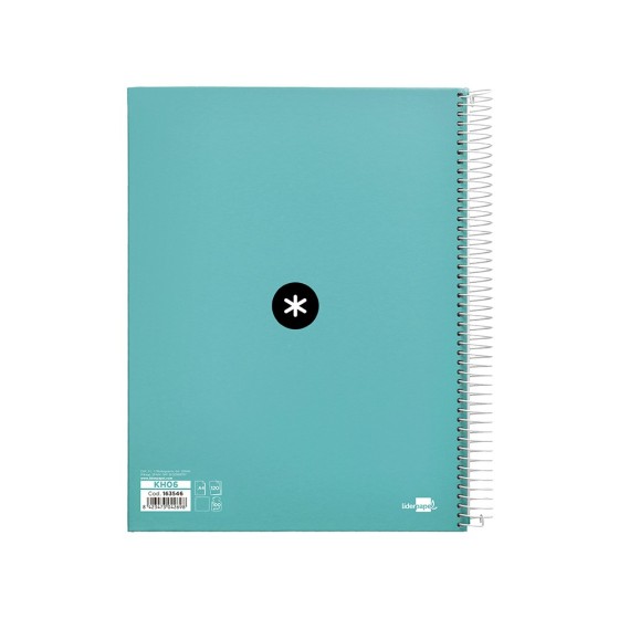 Cuaderno espiral liderpapel a4 micro antartik tapa forrada 120h 100 gr liso 5 bandas 4 taladros color menta