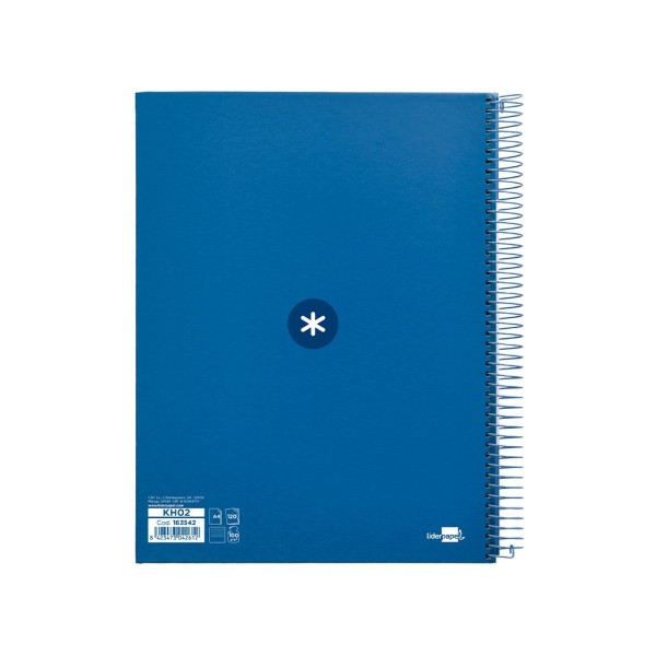 Cuaderno espiral liderpapel a4 micro antartik tapa forrada120h 100 gr horizontal 5 banda4 taladros color azul oscuro