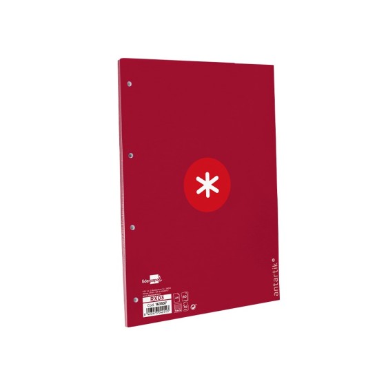 Recambio liderpapel a4 antartik 80 hojas 90g/m2 cuadro 5 mm 4 taladros 1 banda marco color frambuesa