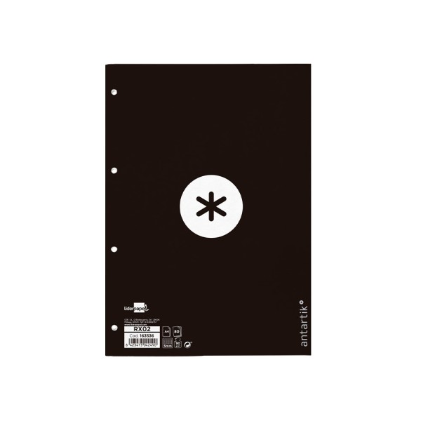 Recambio liderpapel a4 antartik 80 hojas 90g/m2 cuadro 5 mm 4 taladros 1 banda marco color negro