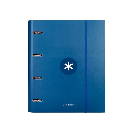 Carpeta con recambio liderpapel antartik a4 cuadro 5 mm forrada 4 anillas 40mm redondas color azul marino