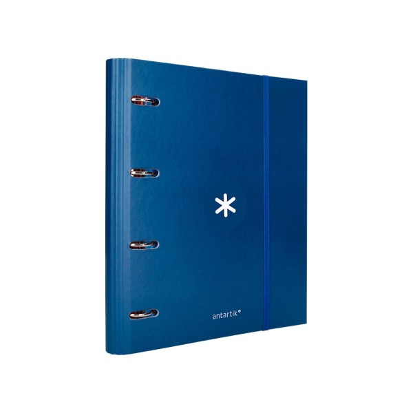 Carpeta con recambio liderpapel antartik a4 cuadro 5 mm forrada 4 anillas 40mm redondas color azul marino