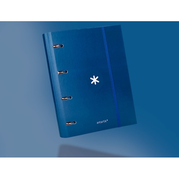 Carpeta con recambio liderpapel antartik a4 cuadro 5 mm forrada 4 anillas 40mm redondas color azul marino