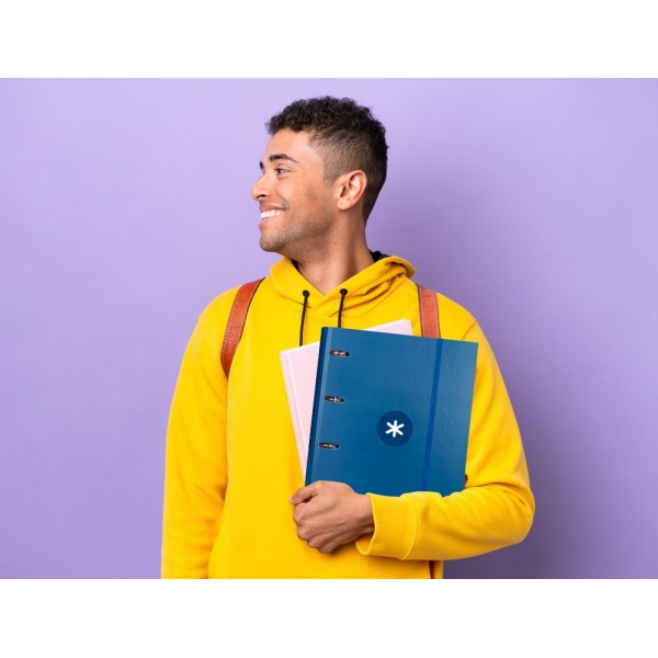 Carpeta con recambio liderpapel antartik a4 cuadro 5 mm forrada 4 anillas 40mm redondas color azul marino