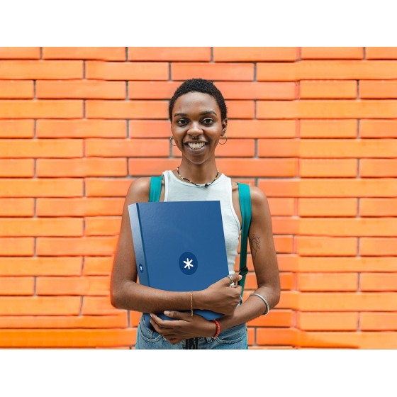 Carpeta 4 anillas 40 mm mixtas liderpapel antartik a4 forrada color azul marino