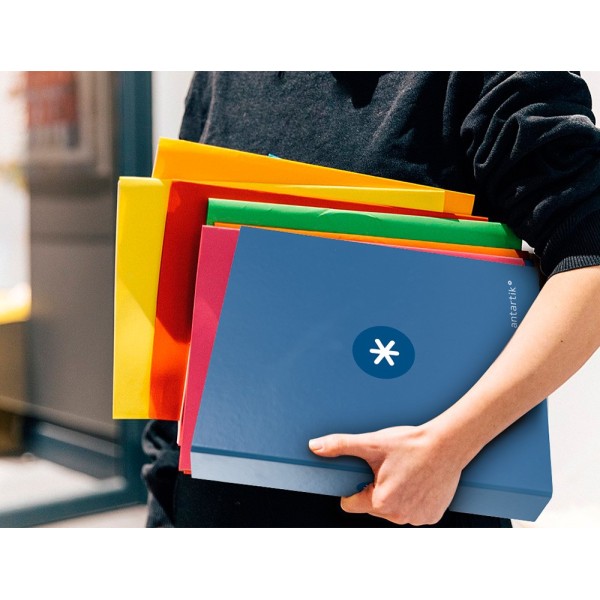 Carpeta 4 anillas 40 mm mixtas liderpapel antartik a4 forrada color azul marino