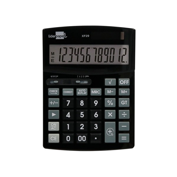 Calculadora liderpapel sobremesa xf29 12 digitos solar y pilas color negro 190x140x30 mm