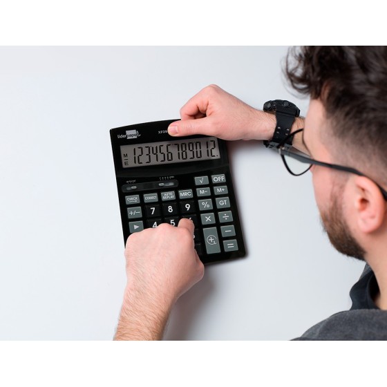 Calculadora liderpapel sobremesa xf29 12 digitos solar y pilas color negro 190x140x30 mm