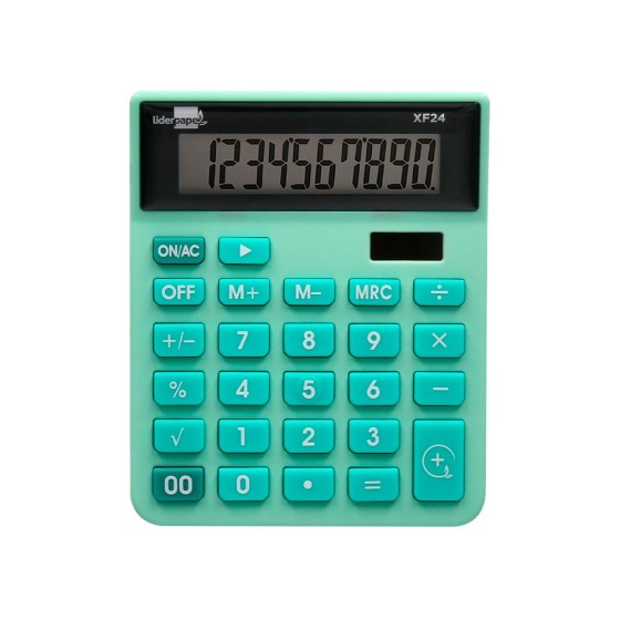 Calculadora liderpapel sobremesa xf24 10 digitos solar y pilas color verde 127x105x24 mm