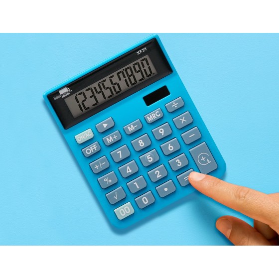 Calculadora liderpapel sobremesa xf21 10 digitos solar y pilas color azul 127x105x24 mm