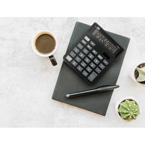 Calculadora liderpapel sobremesa xf20 10 digitos solar y pilas color negro 127x105x24 mm