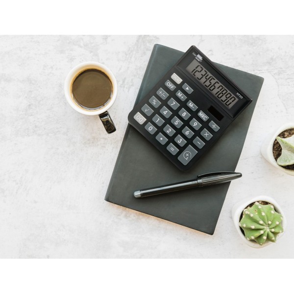 Calculadora liderpapel sobremesa xf20 10 digitos solar y pilas color negro 127x105x24 mm