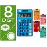 Calculadora liderpapel bolsillo xf14 8 digitos solar y pilas 115x65x8 mm expositor de 16 unidades colores