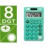 Calculadora liderpapel bolsillo xf13 8 digitos solar y pilas color verde 115x65x8 mm