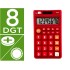 Calculadora liderpapel bolsillo xf11 8 digitos solar y pilas color rojo 115x65x8 mm