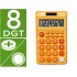 Calculadora liderpapel bolsillo xf10 8 digitos solar y pilas color naranja 115x65x8 mm