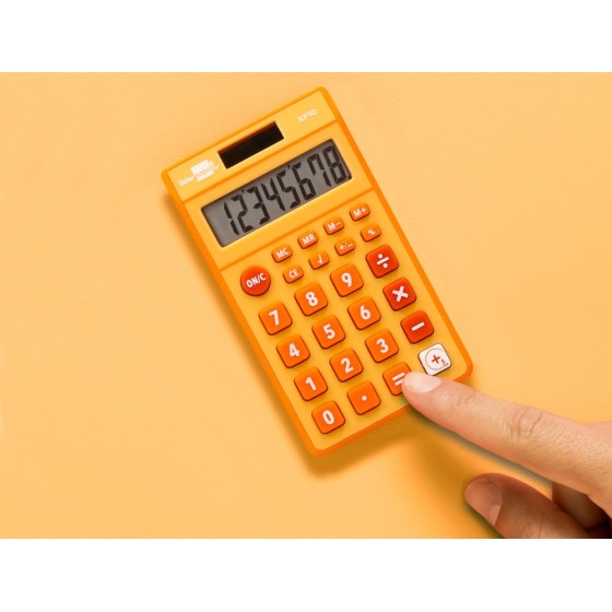Calculadora liderpapel bolsillo xf10 8 digitos solar y pilas color naranja 115x65x8 mm
