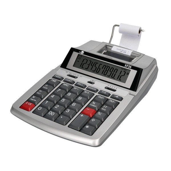 Calculadora liderpapel impresora pantalla papel 57 mm 12 digitos impresion bicolor blanca 235x155x62 mm