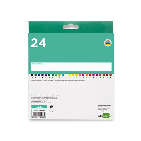 Lapices de colores acuarelables liderpapel caja de 24 colores surtidos