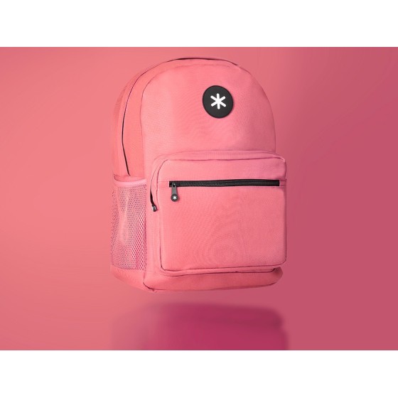 Cartera antartik mochila con asa y bolsillo frontal concremallera color coral 320x140x430 mm
