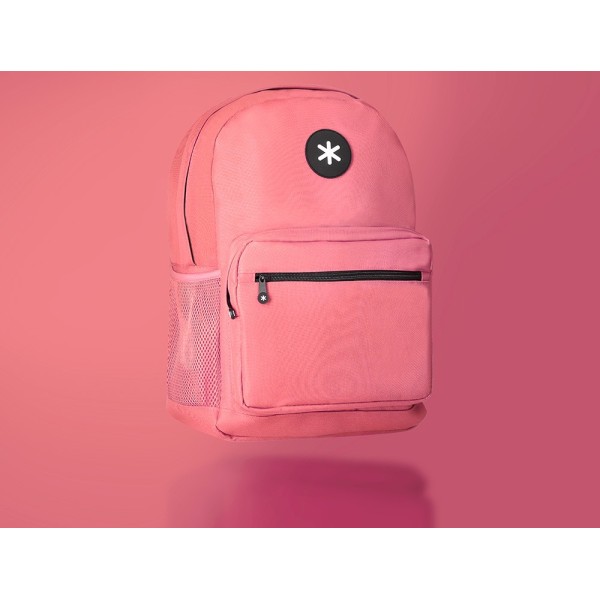 Cartera antartik mochila con asa y bolsillo frontal concremallera color coral 320x140x430 mm