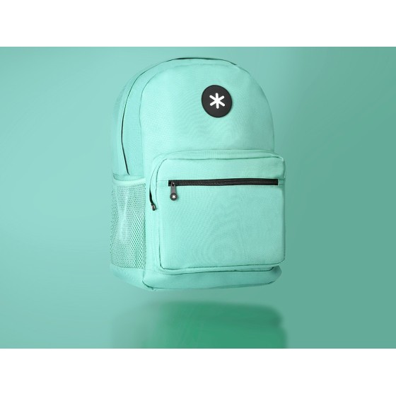 Cartera antartik mochila con asa y bolsillo frontal concremallera color verde menta 320x140x430 mm